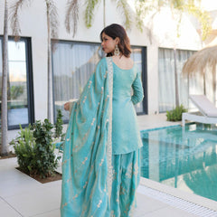 Fendi Crush Zari Sequins Embroidered Palazzo Set with Dupatta