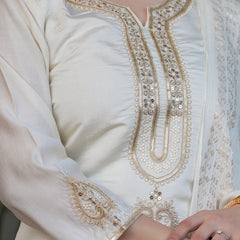 Viscose Chanderi With Embroidery Kurti Pant Set With Dupatta