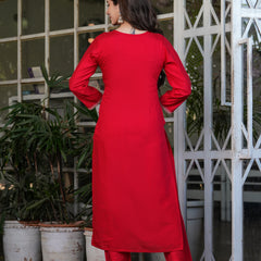 Viscose Chanderi With Embroidery Kurti Pant Set With Dupatta