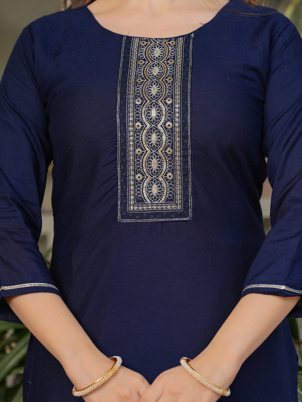 Rayon With Embroidery Kurti Pant Set With Dupatta