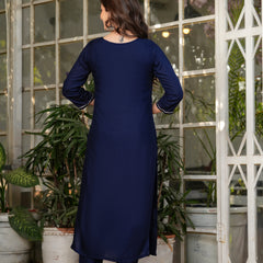 Rayon With Embroidery Kurti Pant Set With Dupatta