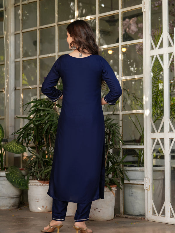 Rayon With Embroidery Kurti Pant Set With Dupatta