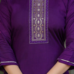 Rayon With Embroidery Kurti Pant Set With Dupatta