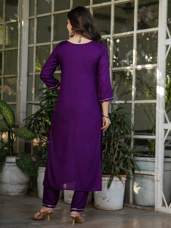 Rayon With Embroidery Kurti Pant Set With Dupatta