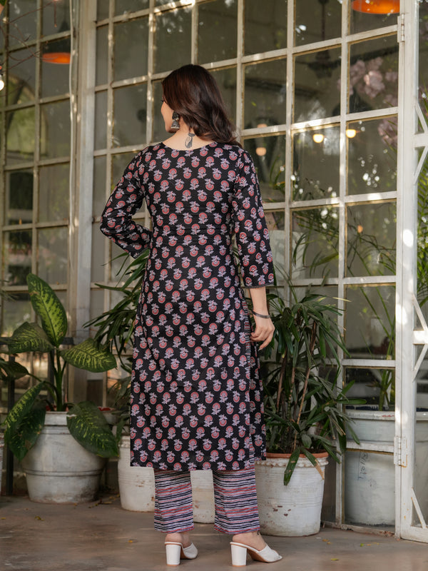Pure Cotton With Print Kurti Pant Set With Dupatta
