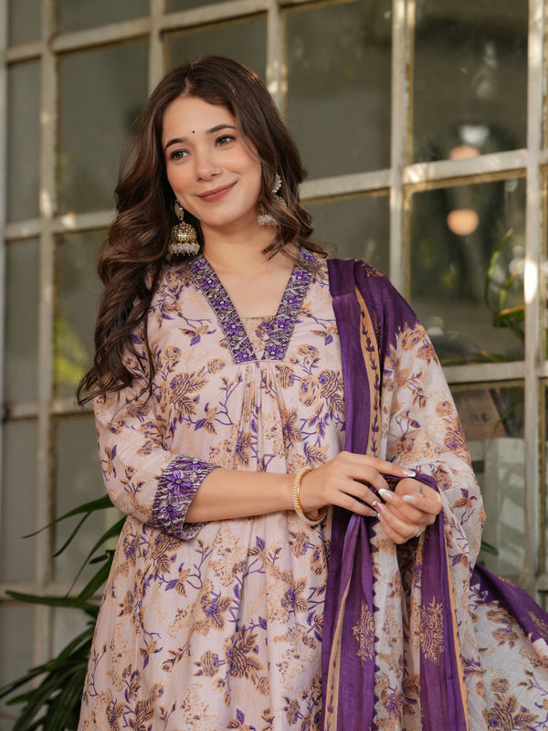 Pure Cotton With Print Kurti Pant Set With Dupatta