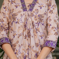 Pure Cotton With Print Kurti Pant Set With Dupatta