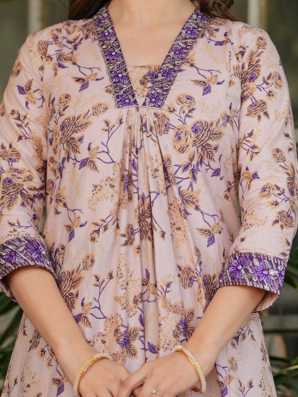 Pure Cotton With Print Kurti Pant Set With Dupatta