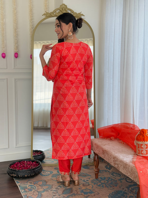 Women's French Crepe Embroidered Kurti Pant Set with Embroidered Organza Dupatta