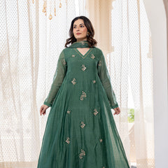 Women's Chanderi Silk Embroidered Kurti Pant Set with Embroidered Chanderi Gadhwal Dupatta