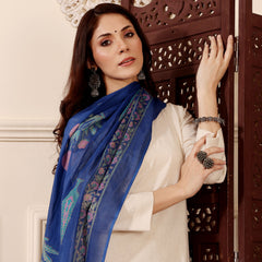 Women's Chanderi Silk Solid Kurti Pant Set with Printed Chanderi Dupatta