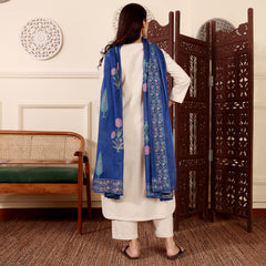 Women's Chanderi Silk Solid Kurti Pant Set with Printed Chanderi Dupatta