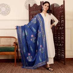 Women's Chanderi Silk Solid Kurti Pant Set with Printed Chanderi Dupatta