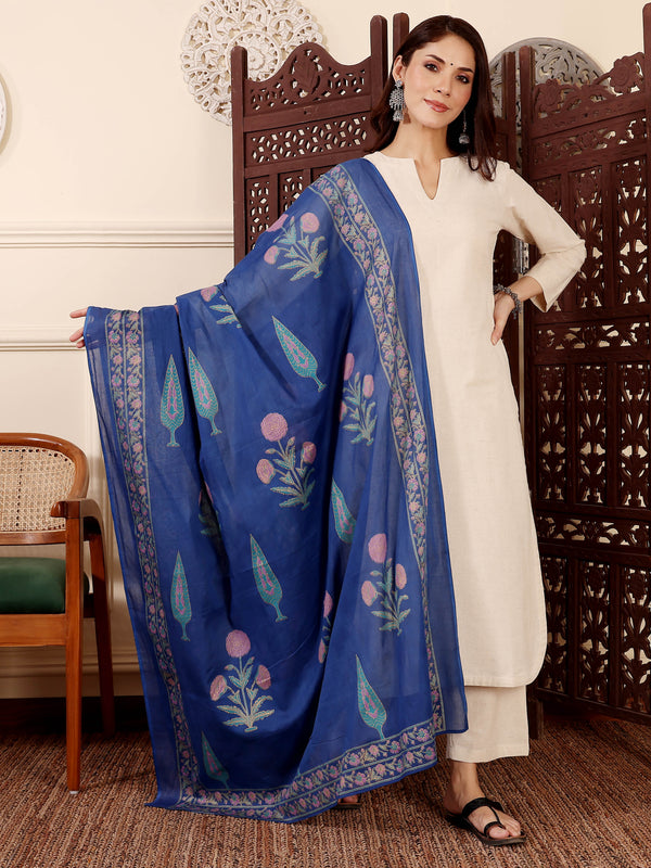 Women's Chanderi Silk Solid Kurti Pant Set with Printed Chanderi Dupatta