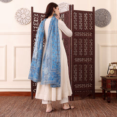 Women's Chanderi Silk Solid Kurti Pant Set with Printed Chanderi Cotton Dupatta