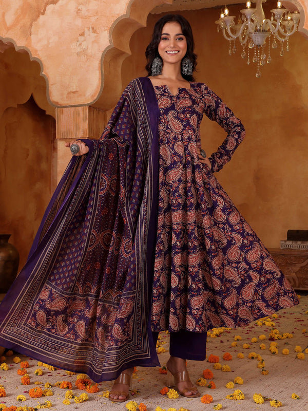 Women's Rayon Blend Printed Kurti Pant Set with Printed Chanderi Cotton Dupatta