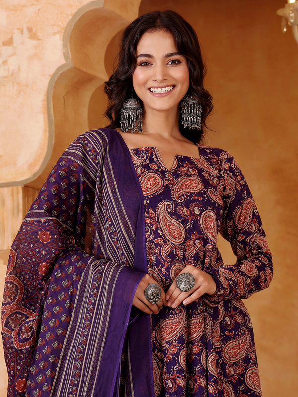 Women's Rayon Blend Printed Kurti Pant Set with Printed Chanderi Cotton Dupatta