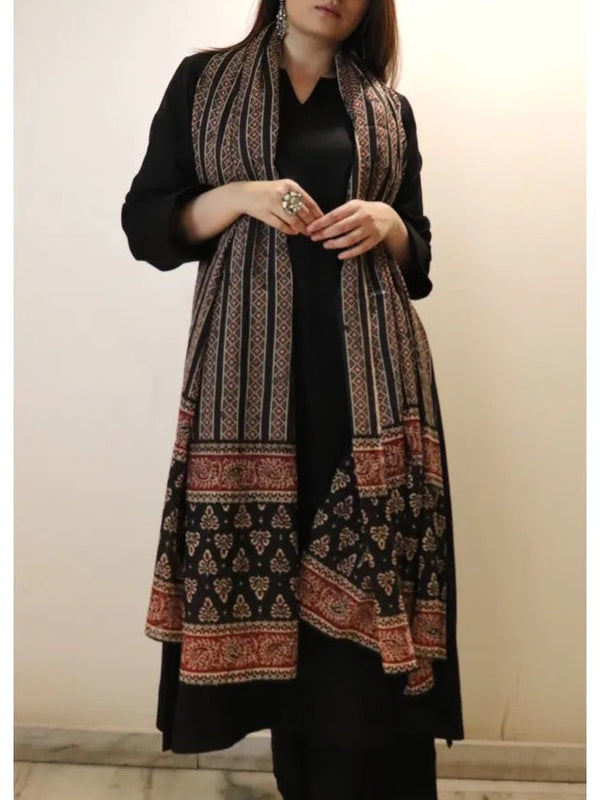 Women's Viscose Chanderi Printed Kurti Pant Set with Printed Chanderi Cotton Dupatta