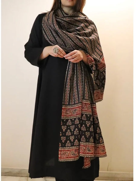 Women's Viscose Chanderi Printed Kurti Pant Set with Printed Chanderi Cotton Dupatta