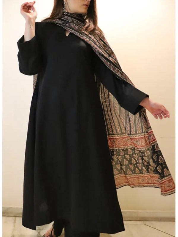 Women's Viscose Chanderi Printed Kurti Pant Set with Printed Chanderi Cotton Dupatta