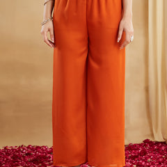 Vichitra Silk Embroidered Kurti Pant Set with Embroidered Dupatta