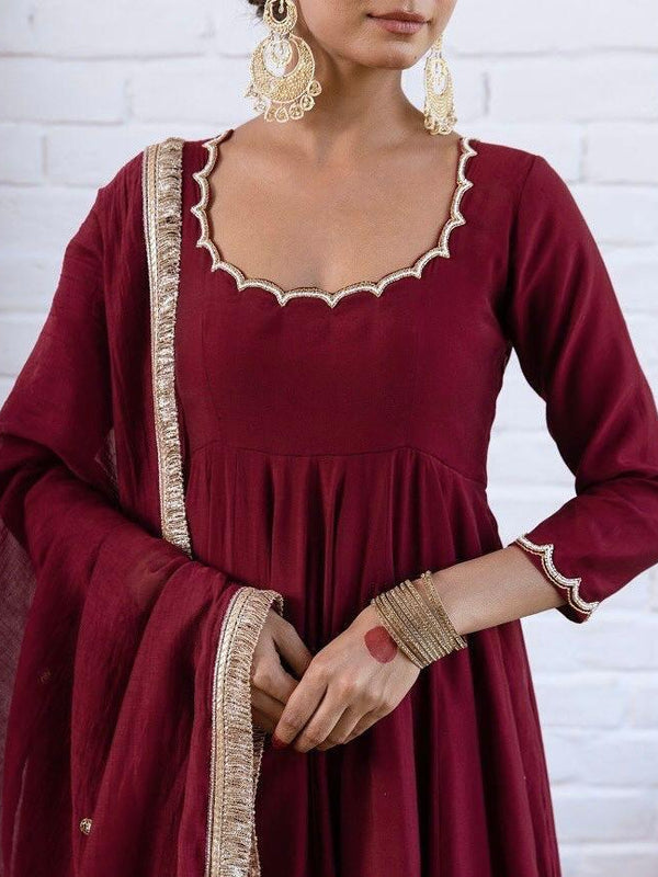 Women's Chanderi Silk Solid Kurti Pant Set with Silk Blend Dupatta