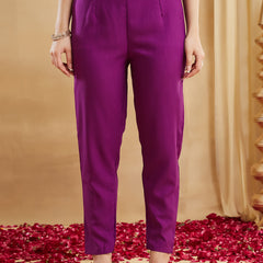 Viscose Rayon Embroidered Kurti Pant Set with Woven Chanderi Jacquard Dupatta
