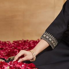 Rayon Slub Embroidered Kurti Pant Set with Chinon Dupatta