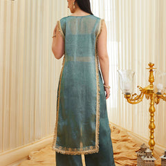 Women's Fandy Satin Embroidered Kurti Pant Set