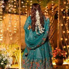 Women's Cruncy Silk Embroidered Kurti Pant Set with Embroidered Cruncy Silk Dupatta