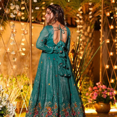 Women's Cruncy Silk Embroidered Kurti Pant Set with Embroidered Cruncy Silk Dupatta