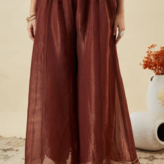 Women's Fandy Silk Embroidered Kurti Pant Set with Embroidered Fandy Silk Dupatta