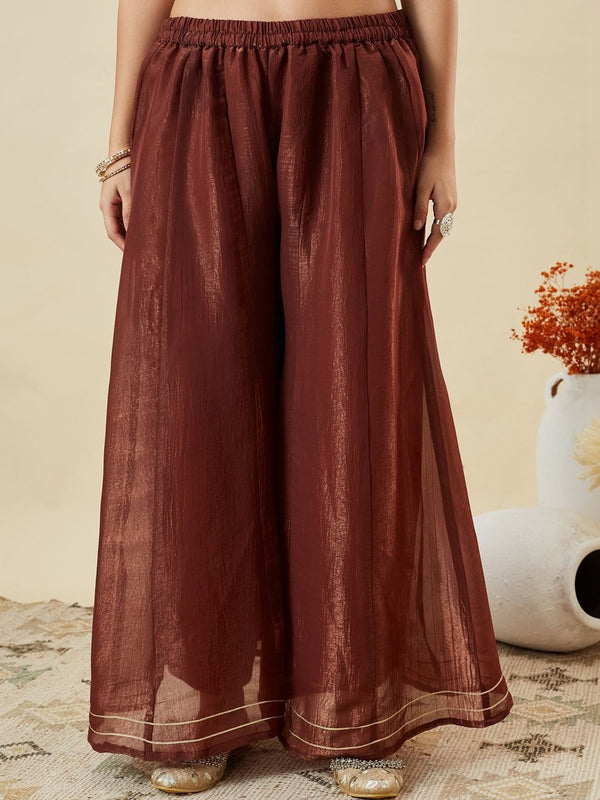 Women's Fandy Silk Embroidered Kurti Pant Set with Embroidered Fandy Silk Dupatta