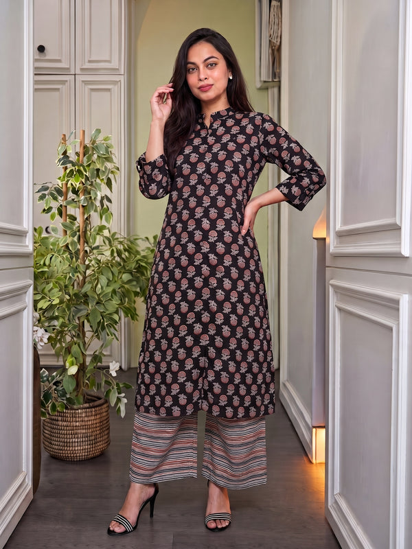 Women's Pure Cotton Printed Kurti Pant Set