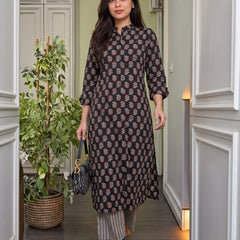 Women's Pure Cotton Printed Kurti Pant Set