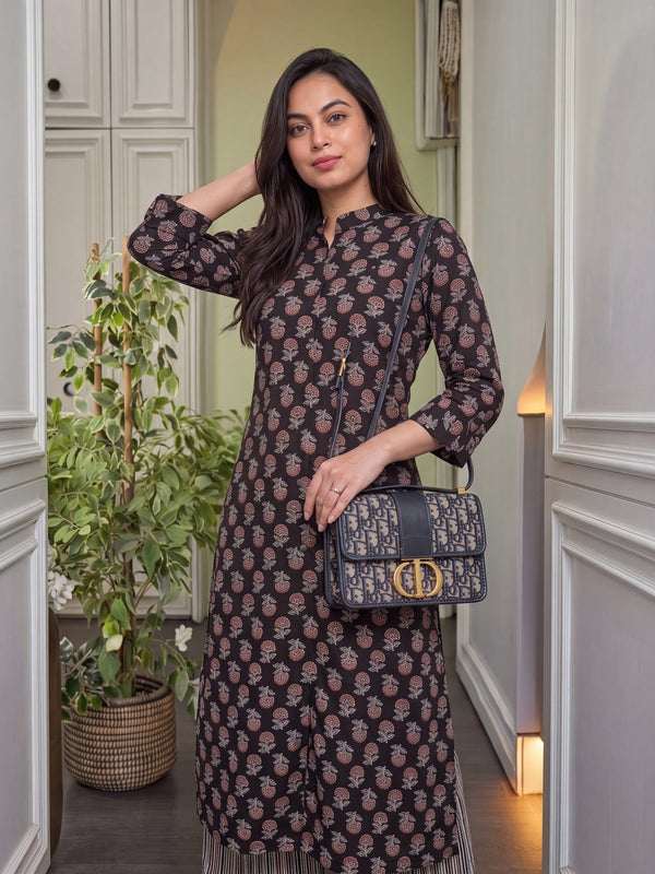 Women's Pure Cotton Printed Kurti Pant Set