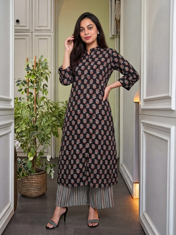Women's Pure Cotton Printed Kurti Pant Set