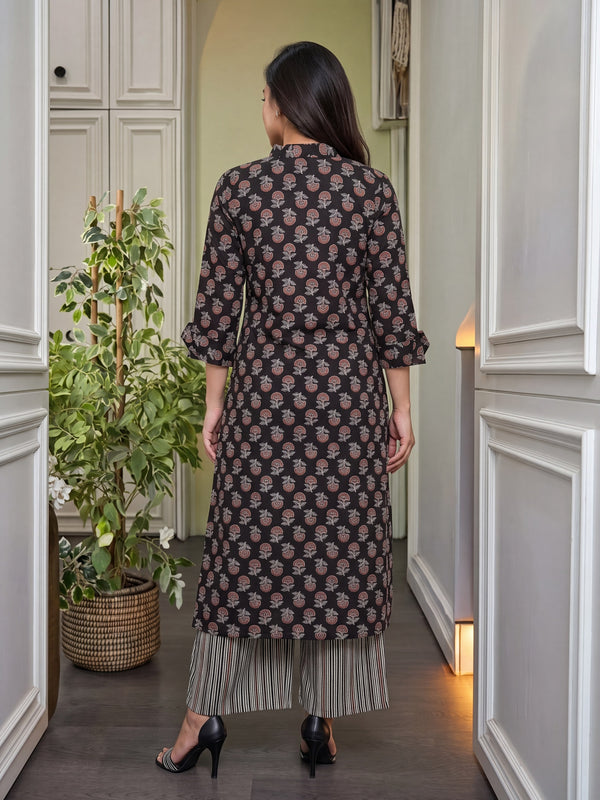 Women's Pure Cotton Printed Kurti Pant Set