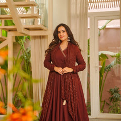Women's Viscose Chanderi Embellished Kurti Pant Set with Printed Georgette Dupatta