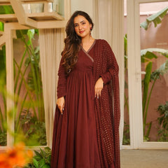 Women's Viscose Chanderi Embellished Kurti Pant Set with Printed Georgette Dupatta