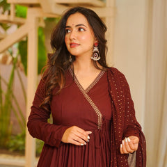 Women's Viscose Chanderi Embellished Kurti Pant Set with Printed Georgette Dupatta