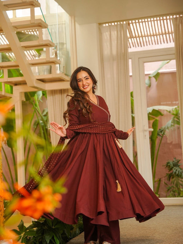 Women's Viscose Chanderi Embellished Kurti Pant Set with Printed Georgette Dupatta