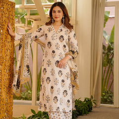 Women's Rayon Slub Printed Kurti Pant Set with Printed Chanderi Cotton Dupatta