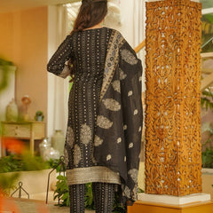 Women's Rayon Slub Printed Kurti Pant Set with Printed Chanderi Cotton Dupatta
