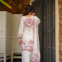 Khadi Cotton Printed Kurti Pant Set with Printed Khadi Cotton Dupatta