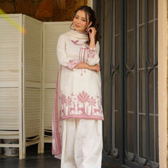 Khadi Cotton Printed Kurti Pant Set with Printed Khadi Cotton Dupatta