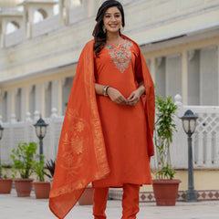 Elegant Straight Kurti Pant Dupatta Set