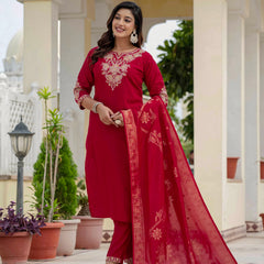 Elegant Straight Kurti Pant Dupatta Set
