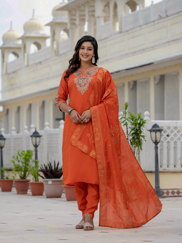 Elegant Straight Kurti Pant Dupatta Set