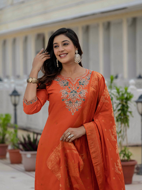 Elegant Straight Kurti Pant Dupatta Set